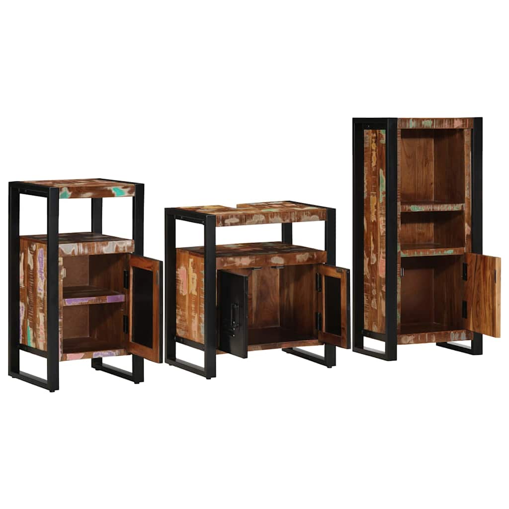 Badkamermeubelset met lade 3 pcs Massief Gerecycled Hout is nu te koop bij PeponiXL, paradijselijk wonen!