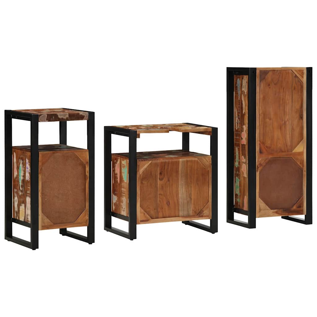 Badkamermeubelset met lade 3 pcs Massief Gerecycled Hout is nu te koop bij PeponiXL, paradijselijk wonen!