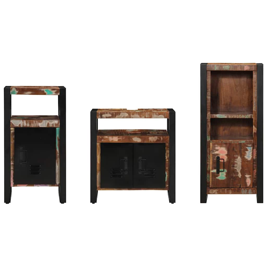 Badkamermeubelset met lade 3 pcs Massief Gerecycled Hout is nu te koop bij PeponiXL, paradijselijk wonen!