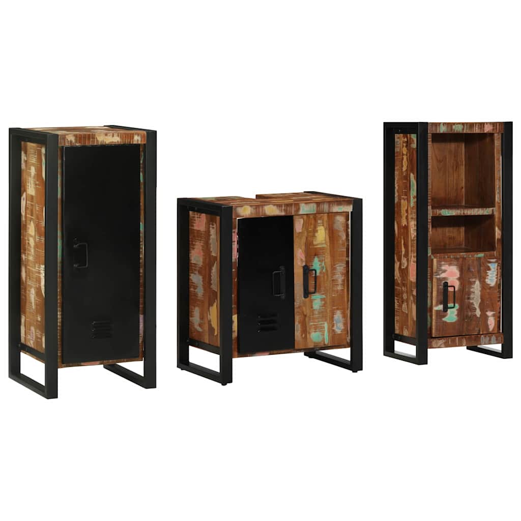 Badkamermeubelset met lade 3 pcs Massief Gerecycled Hout is nu te koop bij PeponiXL, paradijselijk wonen!