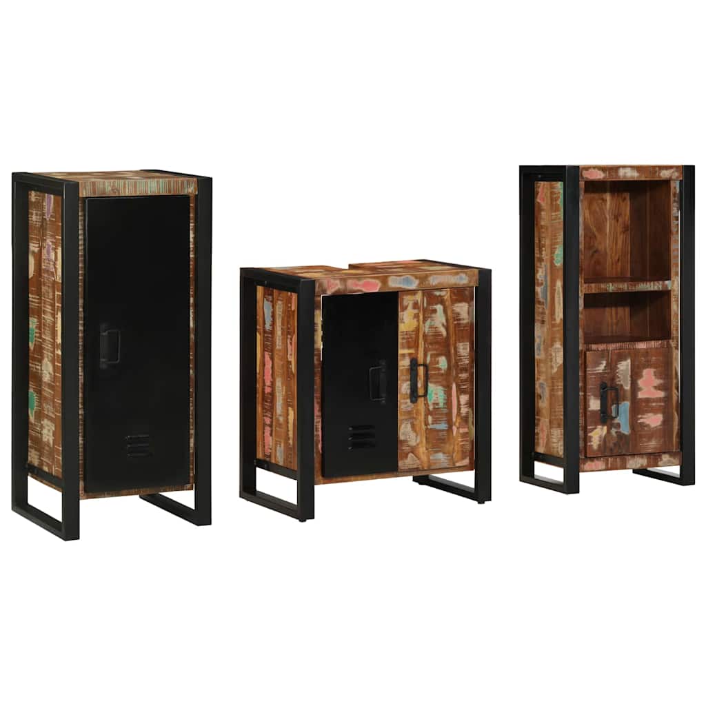 Badkamermeubelset met lade 3 pcs Massief Gerecycled Hout is nu te koop bij PeponiXL, paradijselijk wonen!