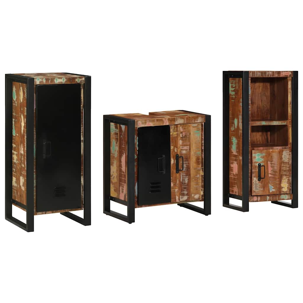 Badkamermeubelset met lade 3 pcs Massief Gerecycled Hout is nu te koop bij PeponiXL, paradijselijk wonen!