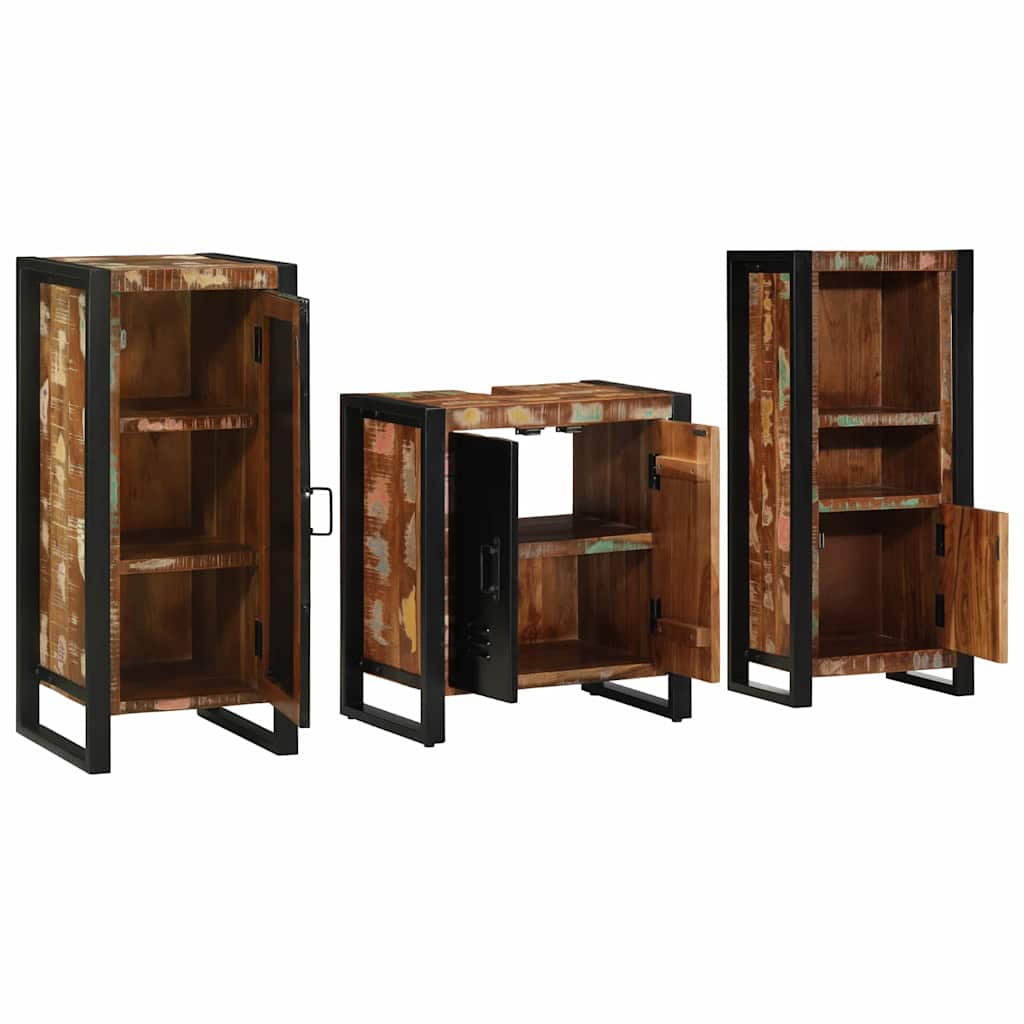 Badkamermeubelset met lade 3 pcs Massief Gerecycled Hout is nu te koop bij PeponiXL, paradijselijk wonen!