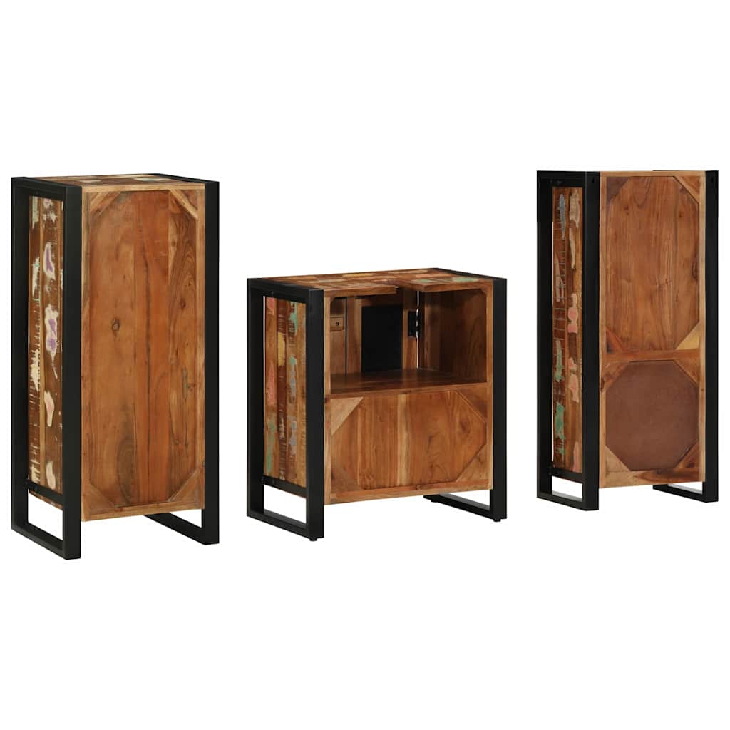 Badkamermeubelset met lade 3 pcs Massief Gerecycled Hout is nu te koop bij PeponiXL, paradijselijk wonen!