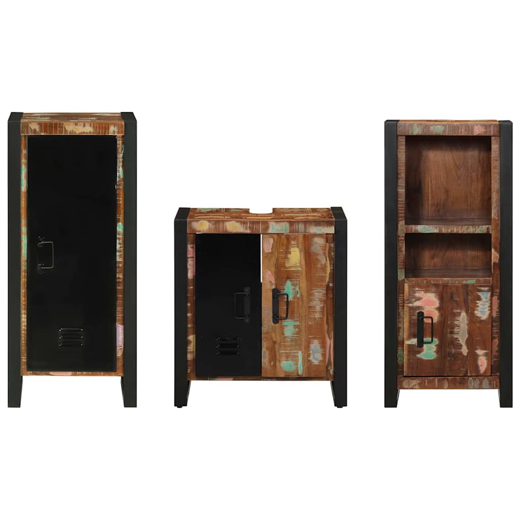 Badkamermeubelset met lade 3 pcs Massief Gerecycled Hout is nu te koop bij PeponiXL, paradijselijk wonen!