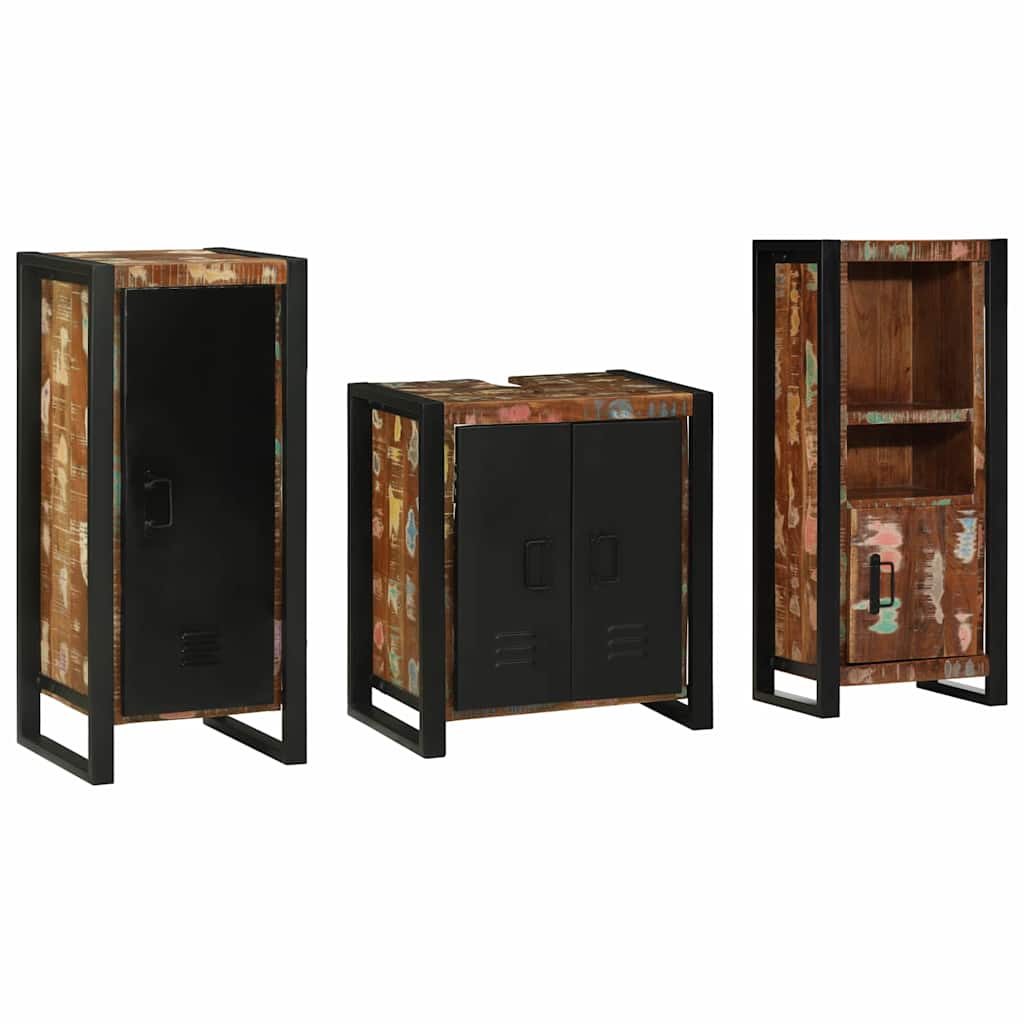 Badkamermeubelset met lade 3 pcs Massief Gerecycled Hout is nu te koop bij PeponiXL, paradijselijk wonen!