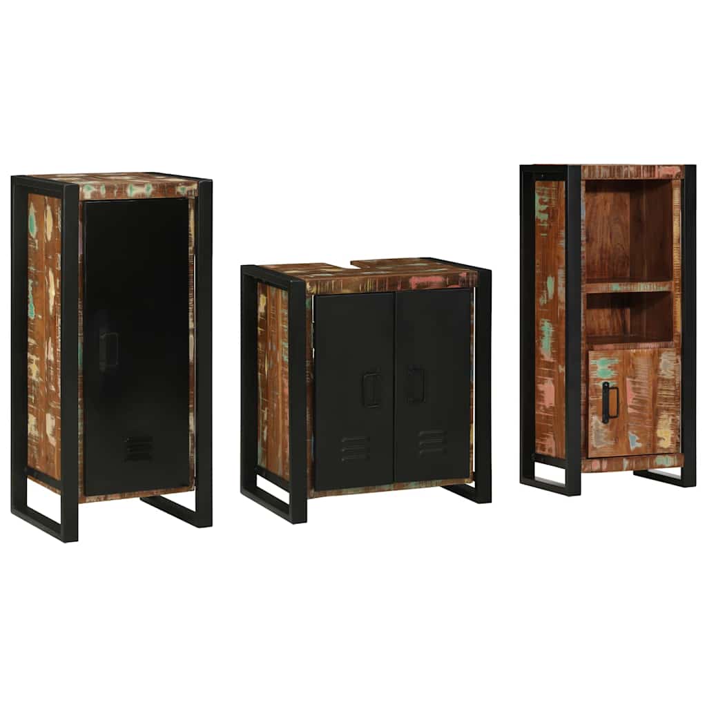 Badkamermeubelset met lade 3 pcs Massief Gerecycled Hout is nu te koop bij PeponiXL, paradijselijk wonen!