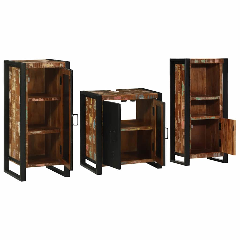 Badkamermeubelset met lade 3 pcs Massief Gerecycled Hout is nu te koop bij PeponiXL, paradijselijk wonen!