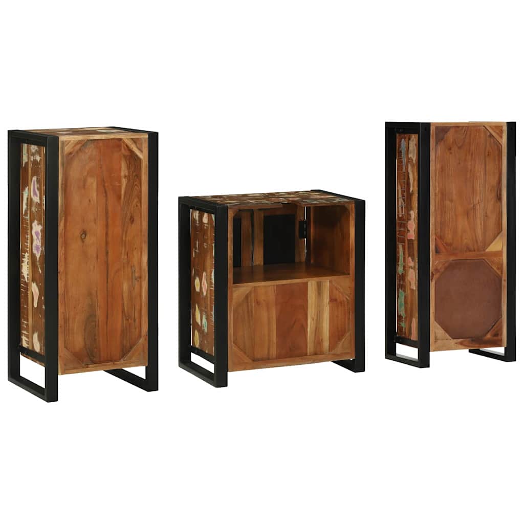 Badkamermeubelset met lade 3 pcs Massief Gerecycled Hout is nu te koop bij PeponiXL, paradijselijk wonen!