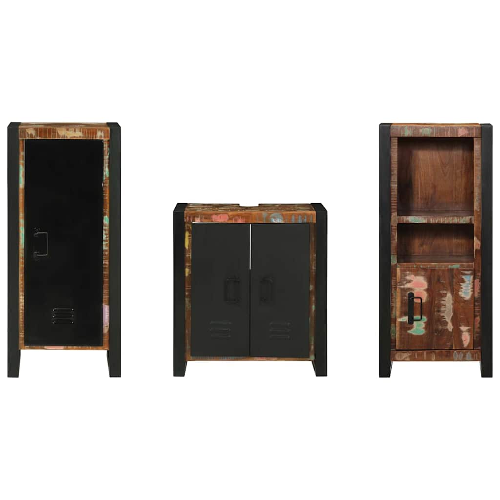 Badkamermeubelset met lade 3 pcs Massief Gerecycled Hout is nu te koop bij PeponiXL, paradijselijk wonen!