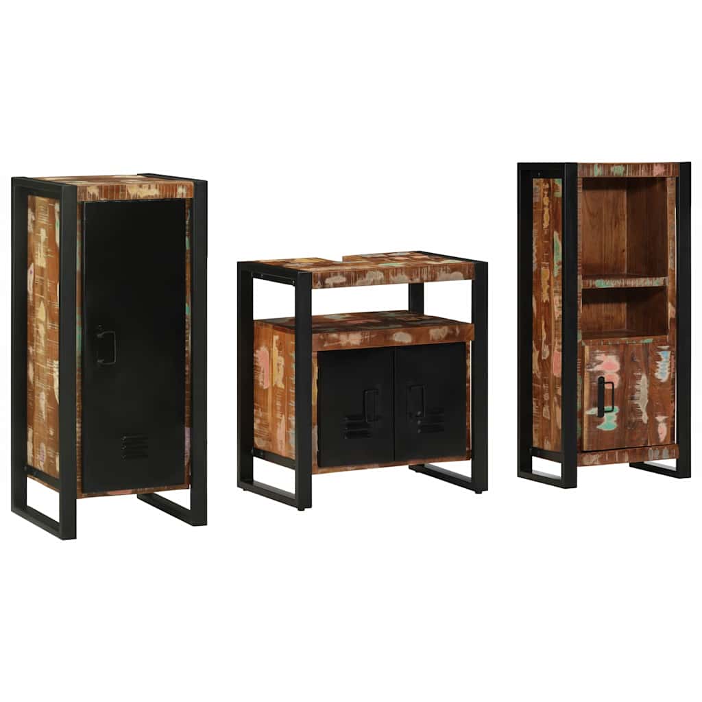 Badkamermeubelset met lade 3 pcs Massief Gerecycled Hout is nu te koop bij PeponiXL, paradijselijk wonen!