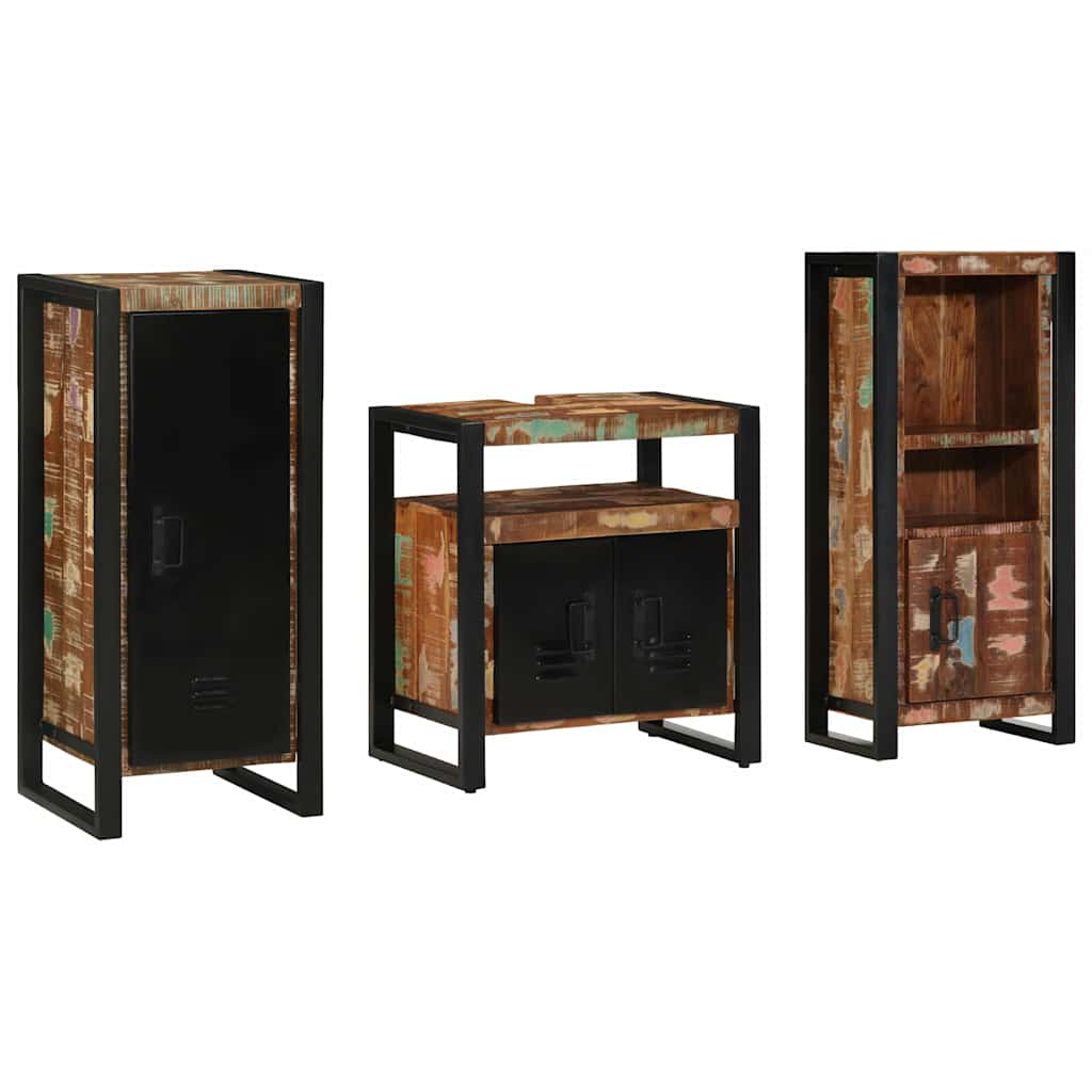 Badkamermeubelset met lade 3 pcs Massief Gerecycled Hout is nu te koop bij PeponiXL, paradijselijk wonen!