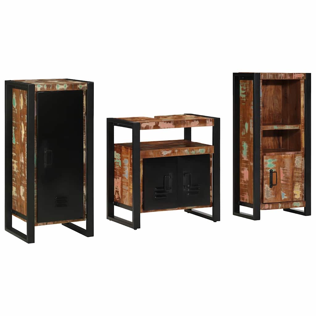 Badkamermeubelset met lade 3 pcs Massief Gerecycled Hout is nu te koop bij PeponiXL, paradijselijk wonen!