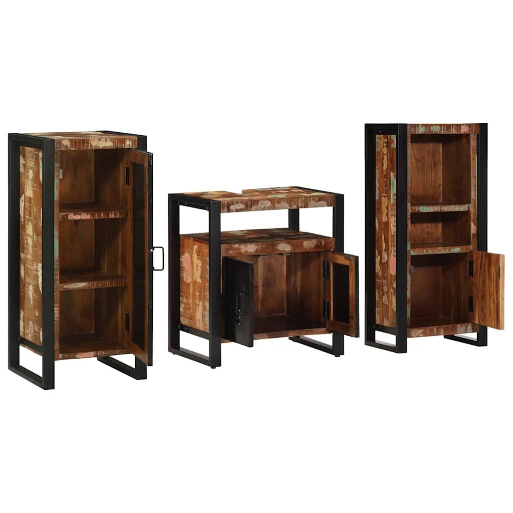 Badkamermeubelset met lade 3 pcs Massief Gerecycled Hout is nu te koop bij PeponiXL, paradijselijk wonen!