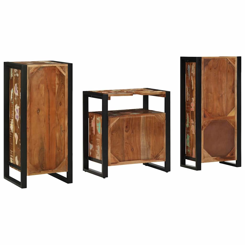 Badkamermeubelset met lade 3 pcs Massief Gerecycled Hout is nu te koop bij PeponiXL, paradijselijk wonen!