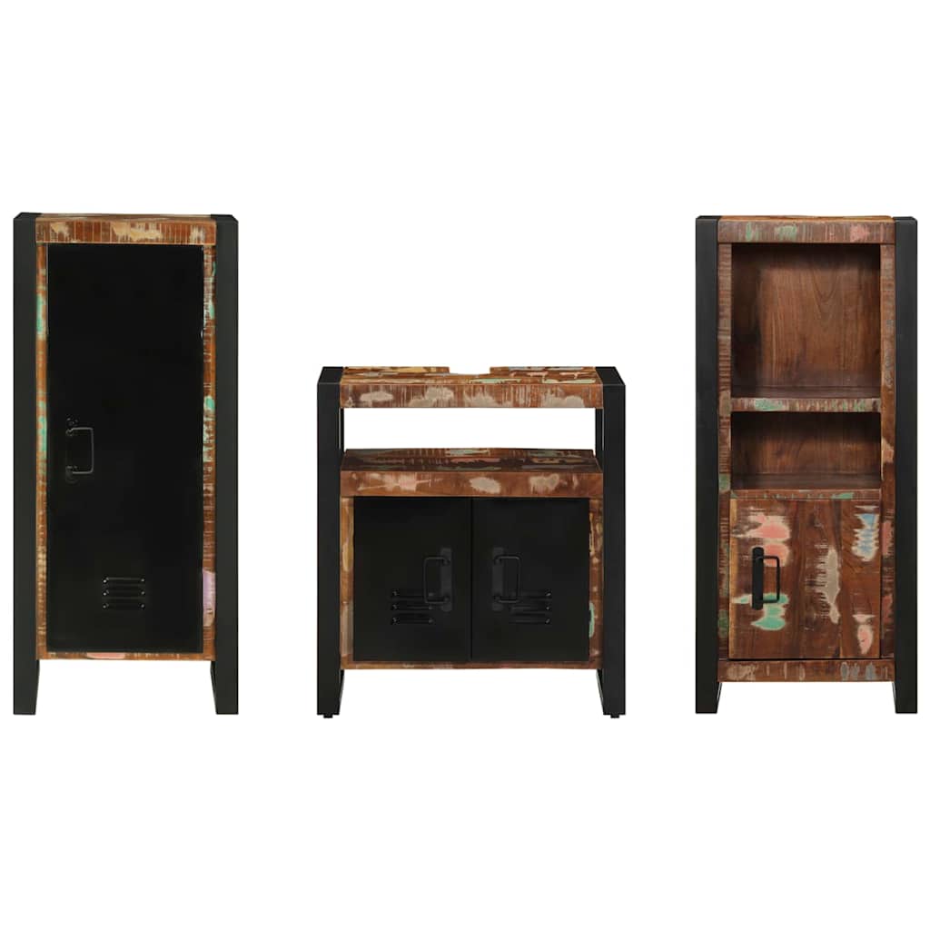 Badkamermeubelset met lade 3 pcs Massief Gerecycled Hout is nu te koop bij PeponiXL, paradijselijk wonen!