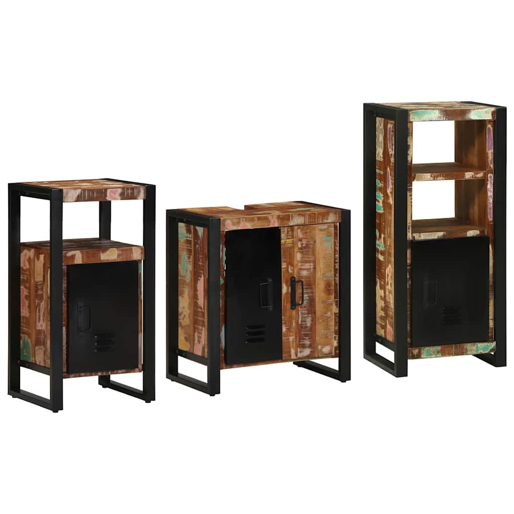 Badkamermeubelset met lade 3 pcs Massief Gerecycled Hout is nu te koop bij PeponiXL, paradijselijk wonen!