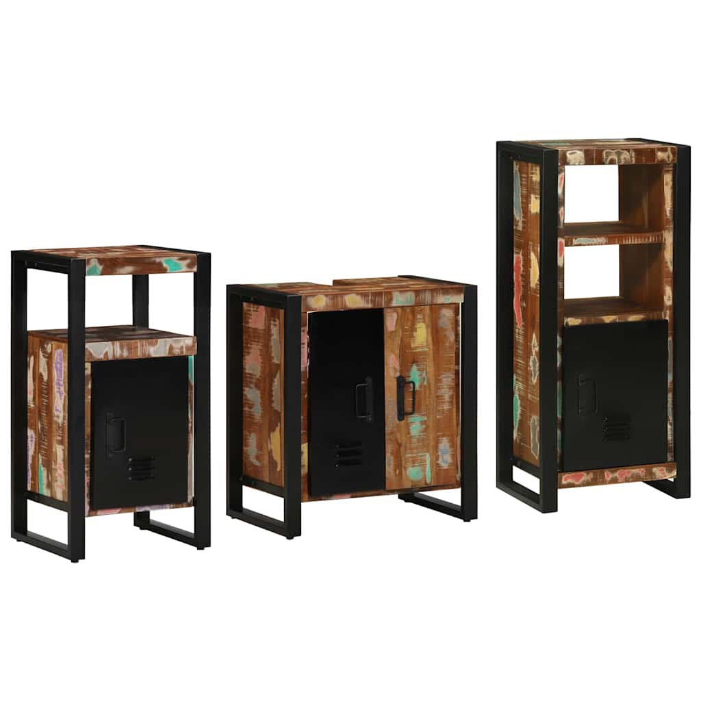 Badkamermeubelset met lade 3 pcs Massief Gerecycled Hout is nu te koop bij PeponiXL, paradijselijk wonen!