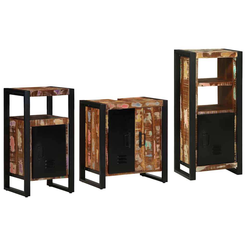 Badkamermeubelset met lade 3 pcs Massief Gerecycled Hout is nu te koop bij PeponiXL, paradijselijk wonen!
