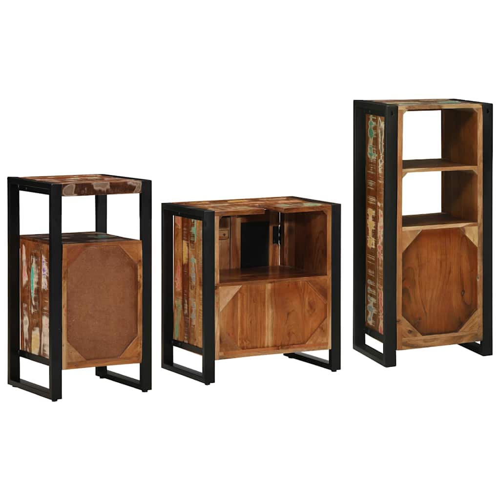Badkamermeubelset met lade 3 pcs Massief Gerecycled Hout is nu te koop bij PeponiXL, paradijselijk wonen!