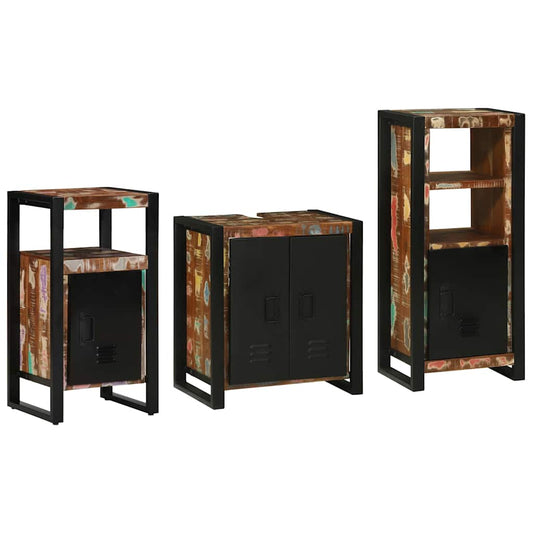 Badkamermeubelset met lade 3 pcs Massief Gerecycled Hout is nu te koop bij PeponiXL, paradijselijk wonen!