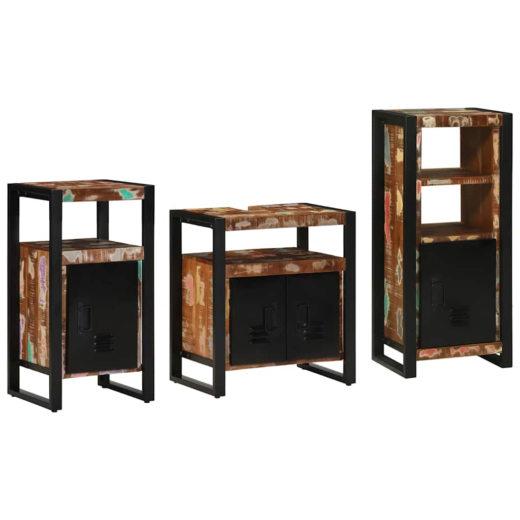 Badkamermeubelset met lade 3 pcs Massief Gerecycled Hout is nu te koop bij PeponiXL, paradijselijk wonen!