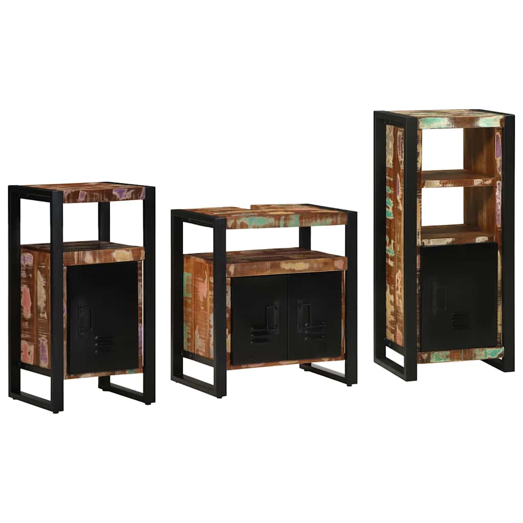 Badkamermeubelset met lade 3 pcs Massief Gerecycled Hout is nu te koop bij PeponiXL, paradijselijk wonen!