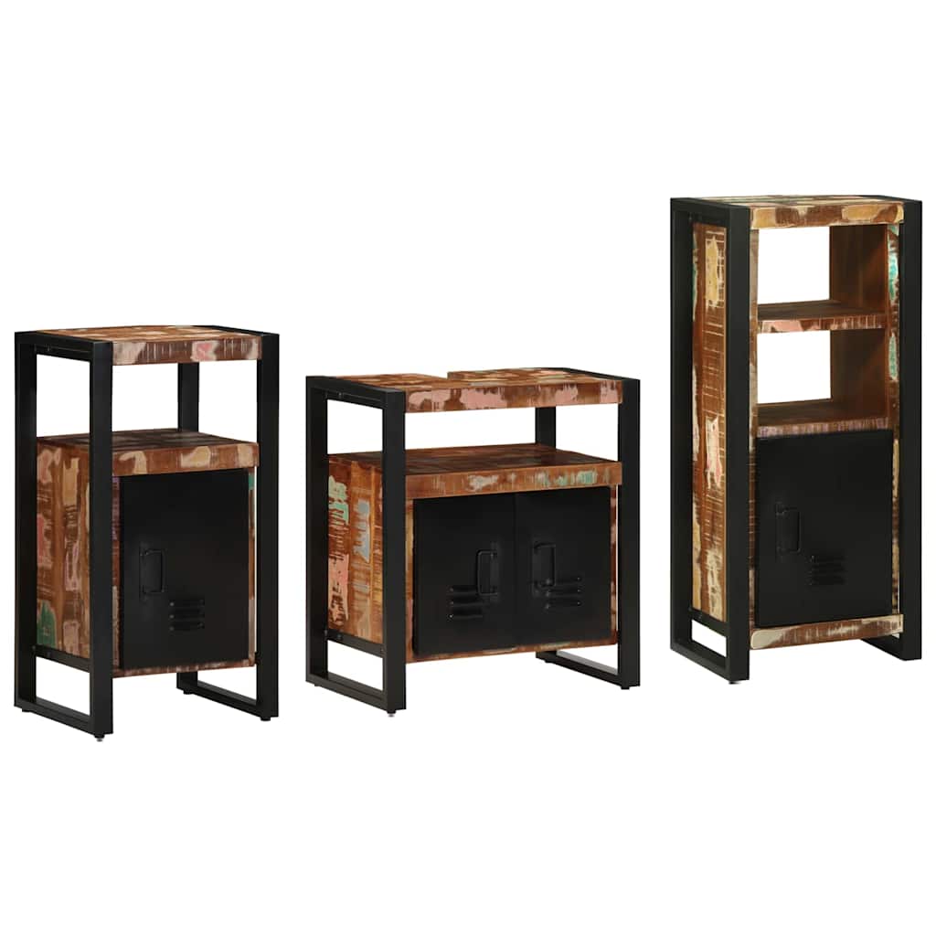 Badkamermeubelset met lade 3 pcs Massief Gerecycled Hout is nu te koop bij PeponiXL, paradijselijk wonen!