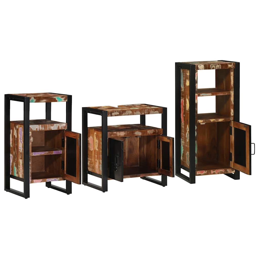 Badkamermeubelset met lade 3 pcs Massief Gerecycled Hout is nu te koop bij PeponiXL, paradijselijk wonen!