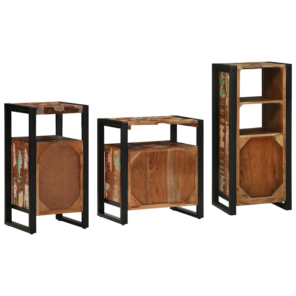 Badkamermeubelset met lade 3 pcs Massief Gerecycled Hout is nu te koop bij PeponiXL, paradijselijk wonen!