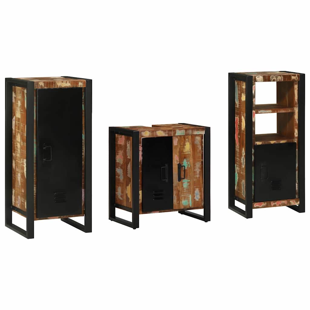 Badkamermeubelset met lade 3 pcs Massief Gerecycled Hout is nu te koop bij PeponiXL, paradijselijk wonen!