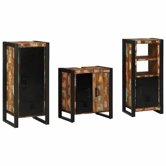 Badkamermeubelset met lade 3 pcs Massief Gerecycled Hout is nu te koop bij PeponiXL, paradijselijk wonen!