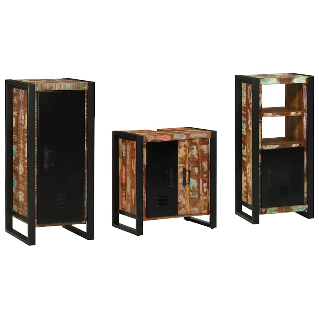 Badkamermeubelset met lade 3 pcs Massief Gerecycled Hout is nu te koop bij PeponiXL, paradijselijk wonen!