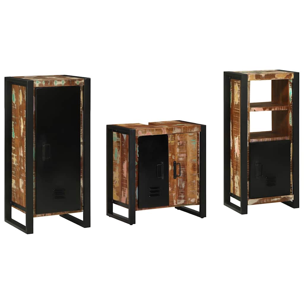 Badkamermeubelset met lade 3 pcs Massief Gerecycled Hout is nu te koop bij PeponiXL, paradijselijk wonen!