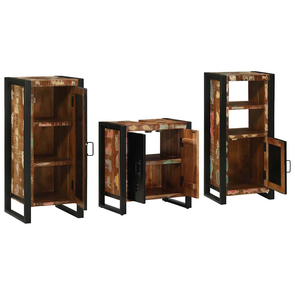 Badkamermeubelset met lade 3 pcs Massief Gerecycled Hout is nu te koop bij PeponiXL, paradijselijk wonen!