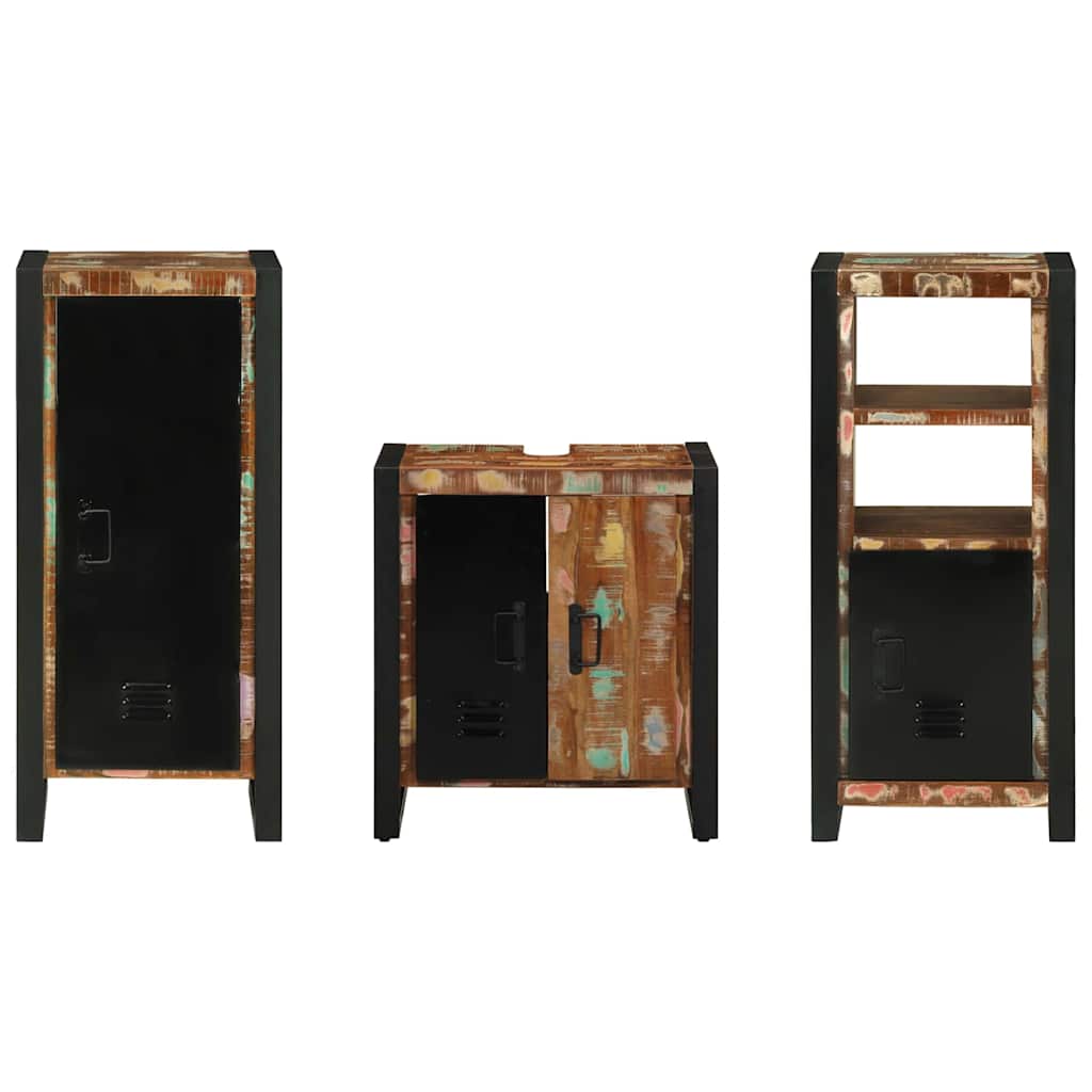 Badkamermeubelset met lade 3 pcs Massief Gerecycled Hout is nu te koop bij PeponiXL, paradijselijk wonen!