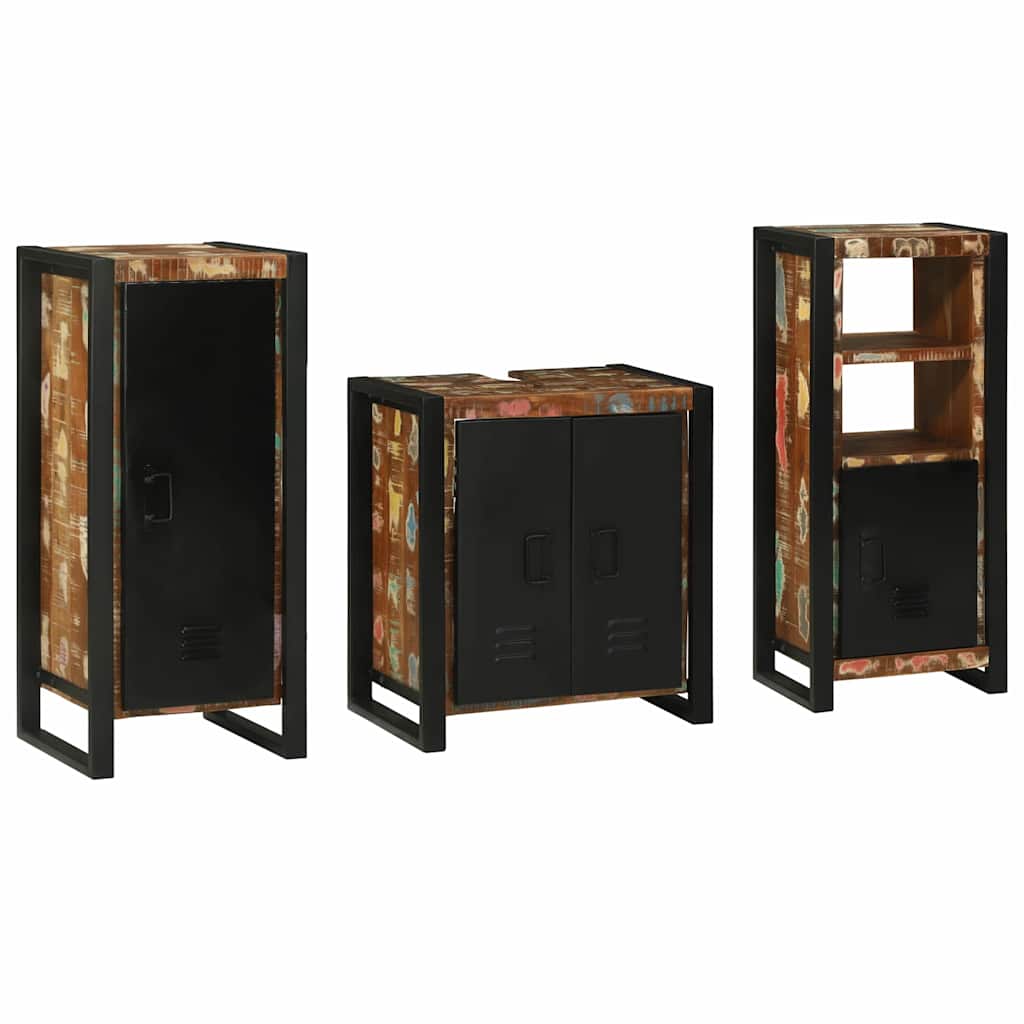Badkamermeubelset met lade 3 pcs Massief Gerecycled Hout is nu te koop bij PeponiXL, paradijselijk wonen!
