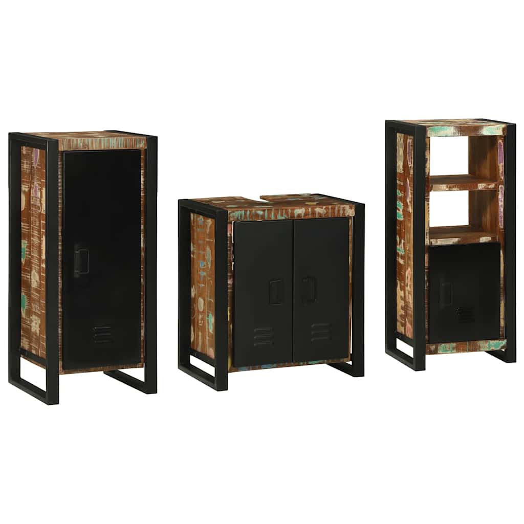 Badkamermeubelset met lade 3 pcs Massief Gerecycled Hout is nu te koop bij PeponiXL, paradijselijk wonen!