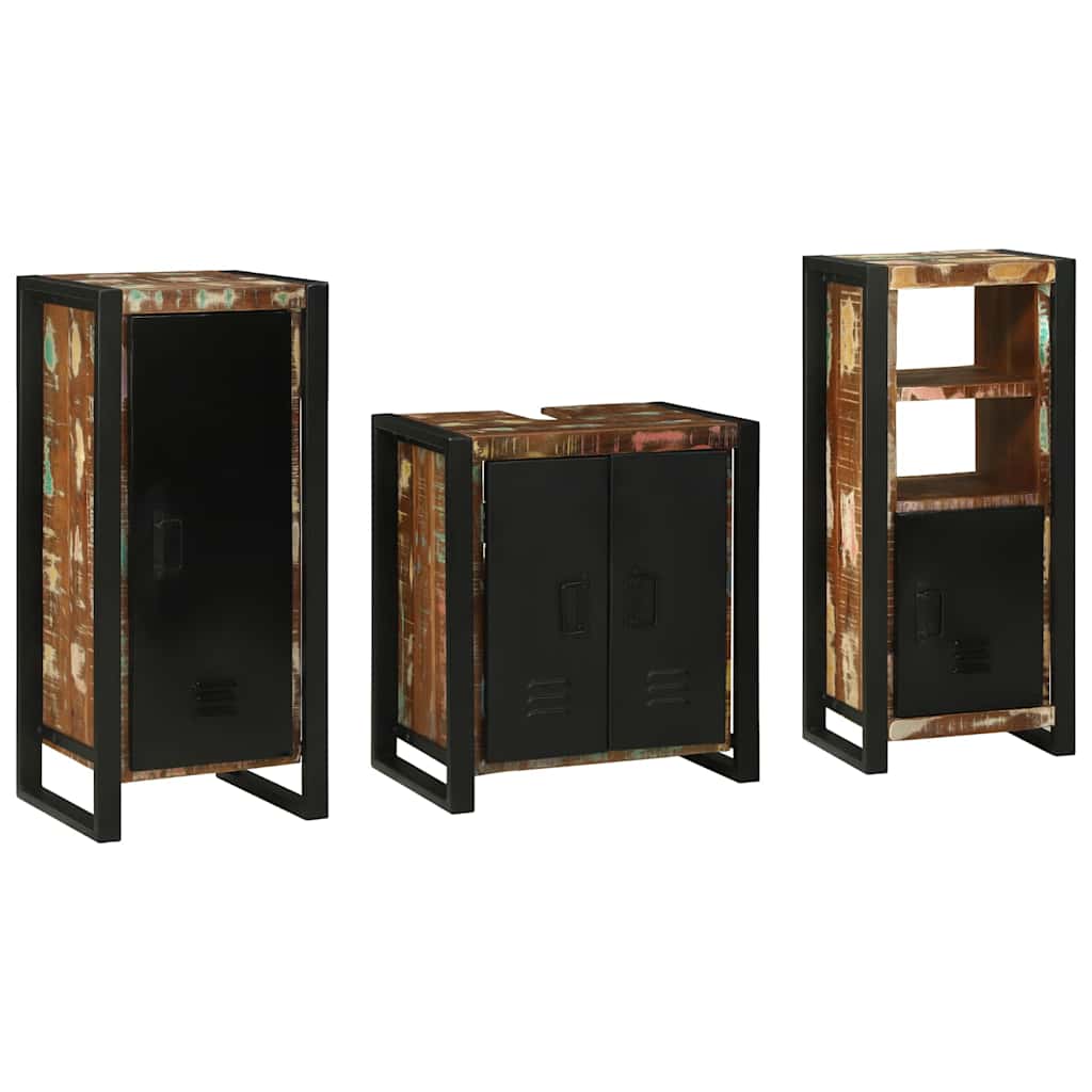 Badkamermeubelset met lade 3 pcs Massief Gerecycled Hout is nu te koop bij PeponiXL, paradijselijk wonen!