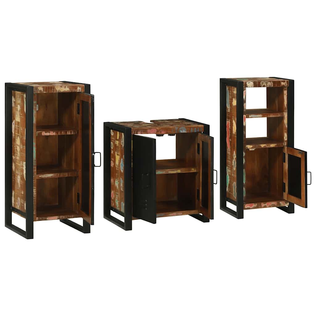 Badkamermeubelset met lade 3 pcs Massief Gerecycled Hout is nu te koop bij PeponiXL, paradijselijk wonen!