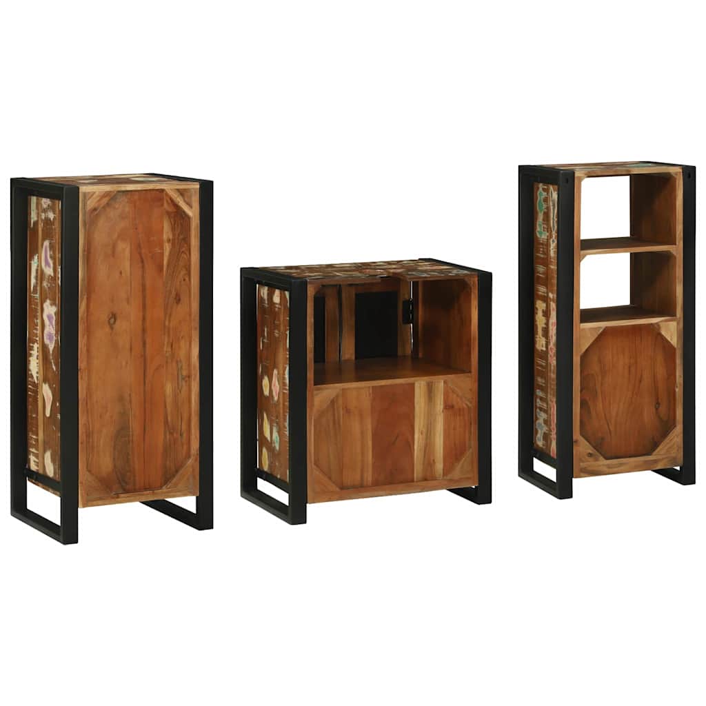 Badkamermeubelset met lade 3 pcs Massief Gerecycled Hout is nu te koop bij PeponiXL, paradijselijk wonen!