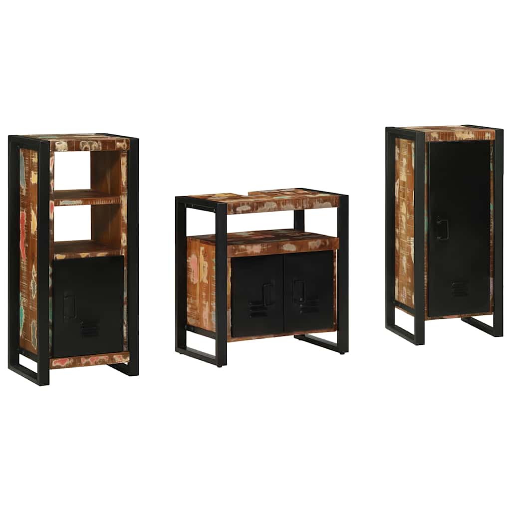 Badkamermeubelset met lade 3 pcs Massief Gerecycled Hout is nu te koop bij PeponiXL, paradijselijk wonen!