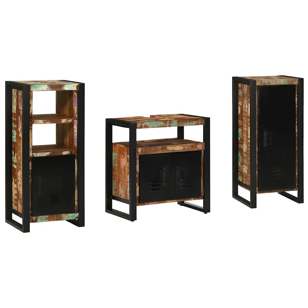 Badkamermeubelset met lade 3 pcs Massief Gerecycled Hout is nu te koop bij PeponiXL, paradijselijk wonen!