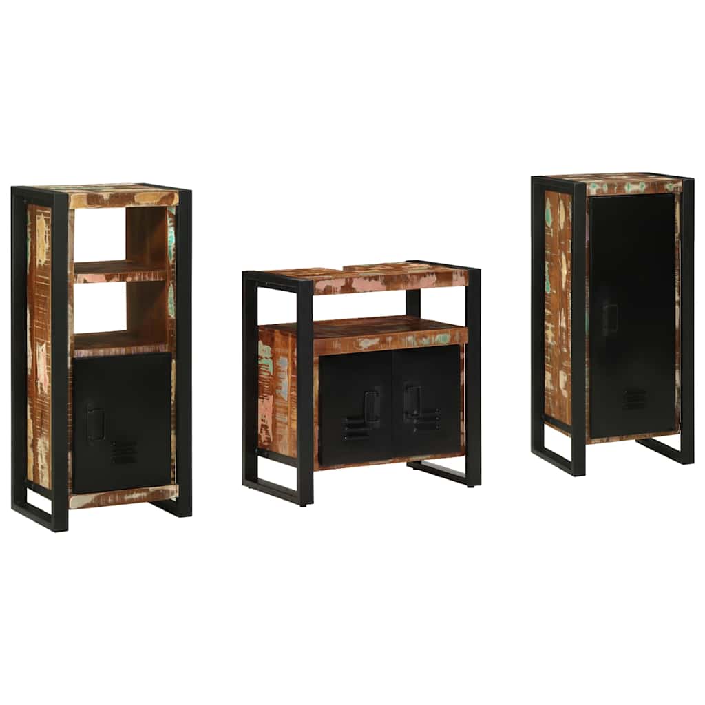 Badkamermeubelset met lade 3 pcs Massief Gerecycled Hout is nu te koop bij PeponiXL, paradijselijk wonen!
