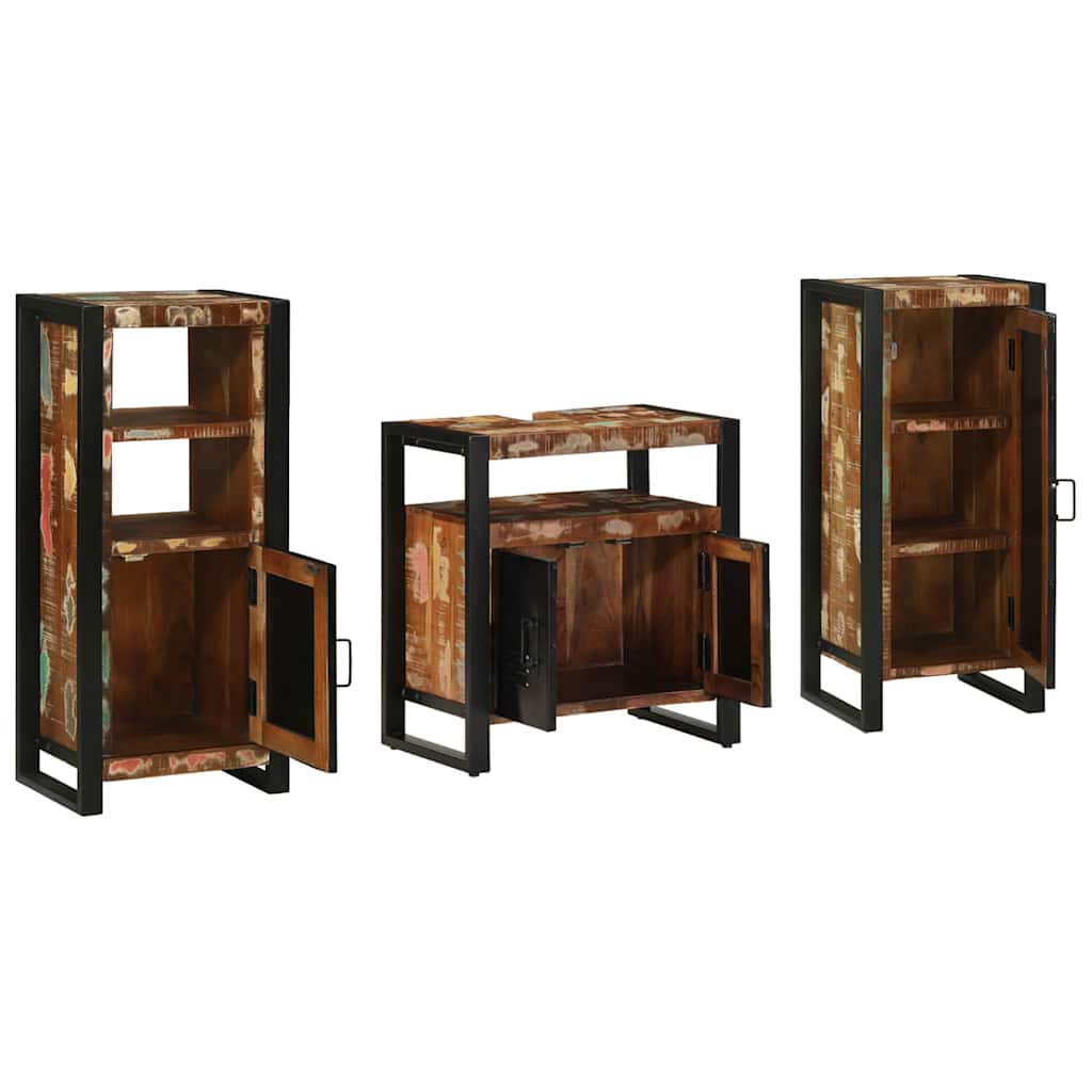 Badkamermeubelset met lade 3 pcs Massief Gerecycled Hout is nu te koop bij PeponiXL, paradijselijk wonen!