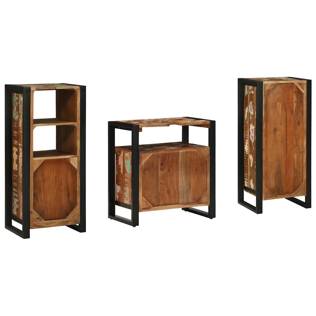 Badkamermeubelset met lade 3 pcs Massief Gerecycled Hout is nu te koop bij PeponiXL, paradijselijk wonen!