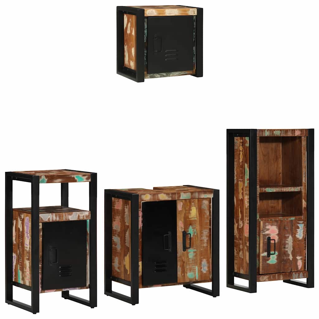 Badkamermeubelset met lade 4 pcs Massief Gerecycled Hout is nu te koop bij PeponiXL, paradijselijk wonen!
