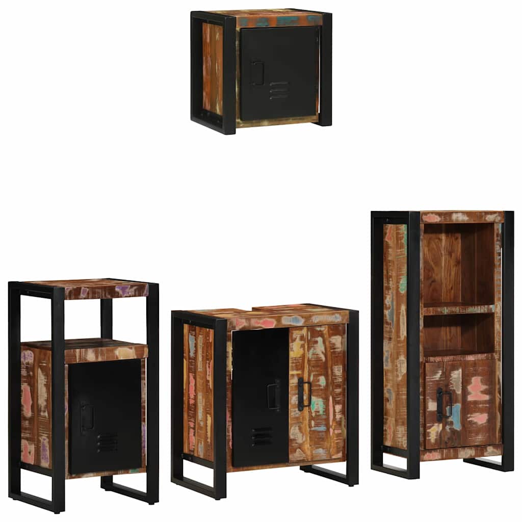 Badkamermeubelset met lade 4 pcs Massief Gerecycled Hout is nu te koop bij PeponiXL, paradijselijk wonen!
