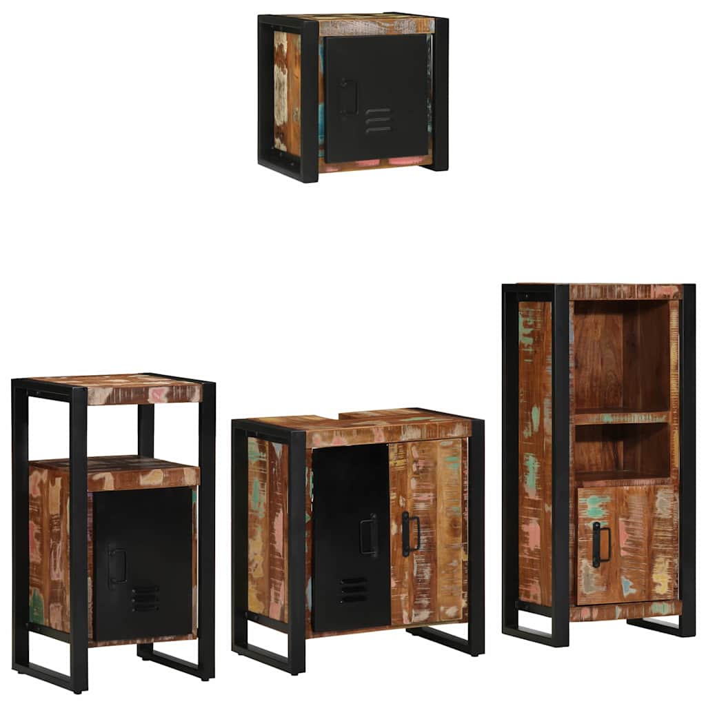Badkamermeubelset met lade 4 pcs Massief Gerecycled Hout is nu te koop bij PeponiXL, paradijselijk wonen!