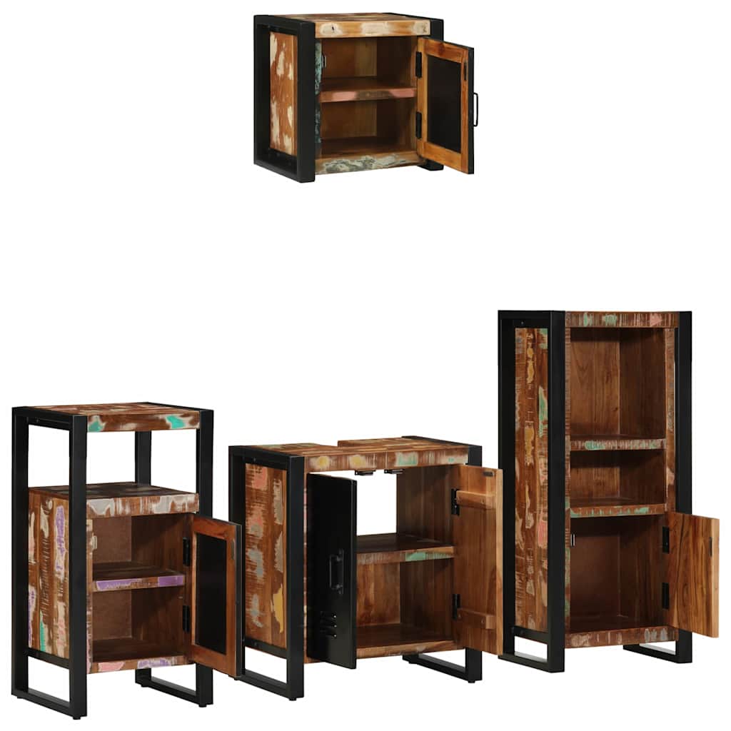Badkamermeubelset met lade 4 pcs Massief Gerecycled Hout is nu te koop bij PeponiXL, paradijselijk wonen!